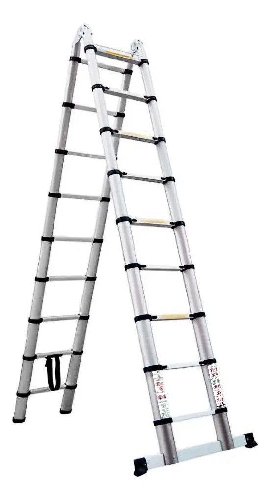 Escada Telescópica JST 5.6m Inox 18 Degraus Dobrável Antiderrapante versao 2